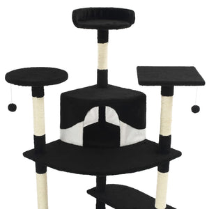 vidaXL Cat Scratching Tree with Sisal Scratching Posts 203 cm Black and White