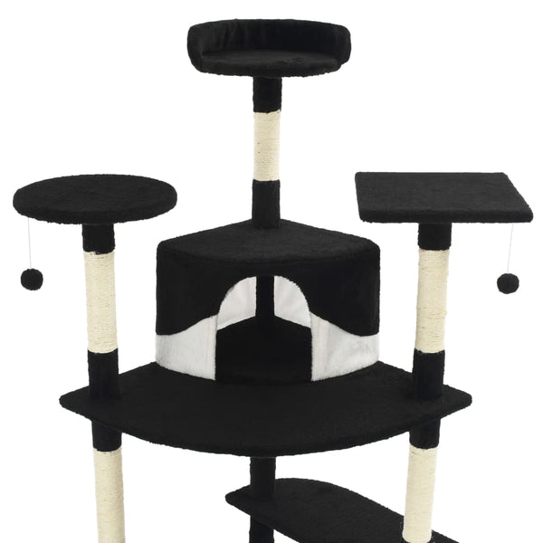 vidaXL Cat Scratching Tree with Sisal Scratching Posts 203 cm Black and White
