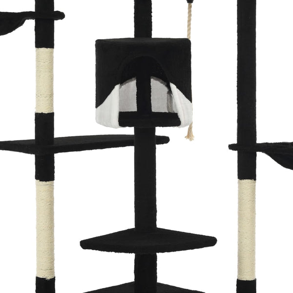 vidaXL Cat Scratching Tree with Sisal Scratching Posts 203 cm Black and White
