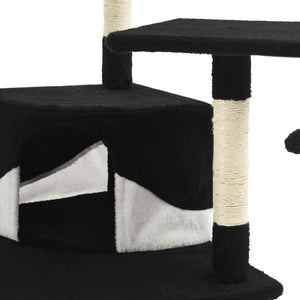 vidaXL Cat Scratching Tree with Sisal Scratching Posts 203 cm Black and White