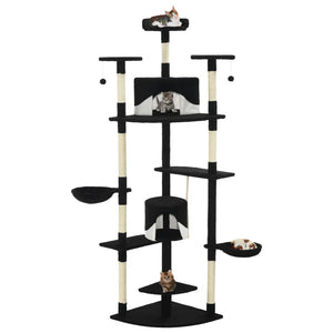 vidaXL Cat Scratching Tree with Sisal Scratching Posts 203 cm Black and White