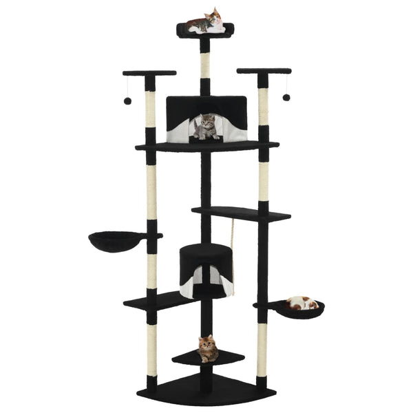 vidaXL Cat Scratching Tree with Sisal Scratching Posts 203 cm Black and White