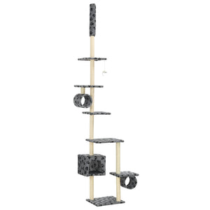 vidaXL Cat Scratching Tree with Sisal Scratching Posts 260cm Grey Paw Print