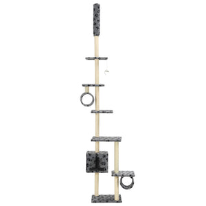 vidaXL Cat Scratching Tree with Sisal Scratching Posts 260cm Grey Paw Print
