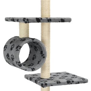 vidaXL Cat Scratching Tree with Sisal Scratching Posts 260cm Grey Paw Print