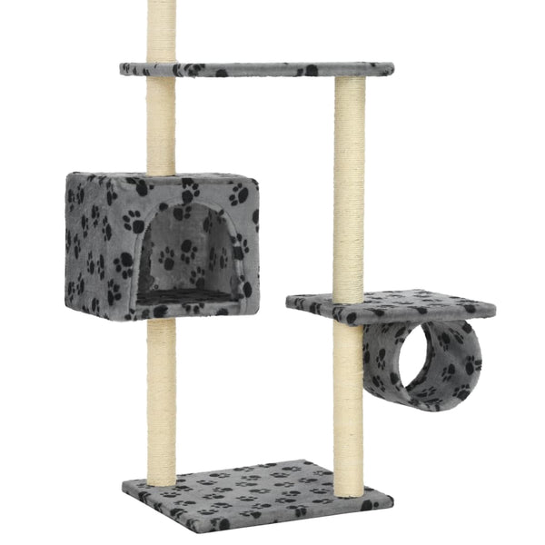 vidaXL Cat Scratching Tree with Sisal Scratching Posts 260cm Grey Paw Print