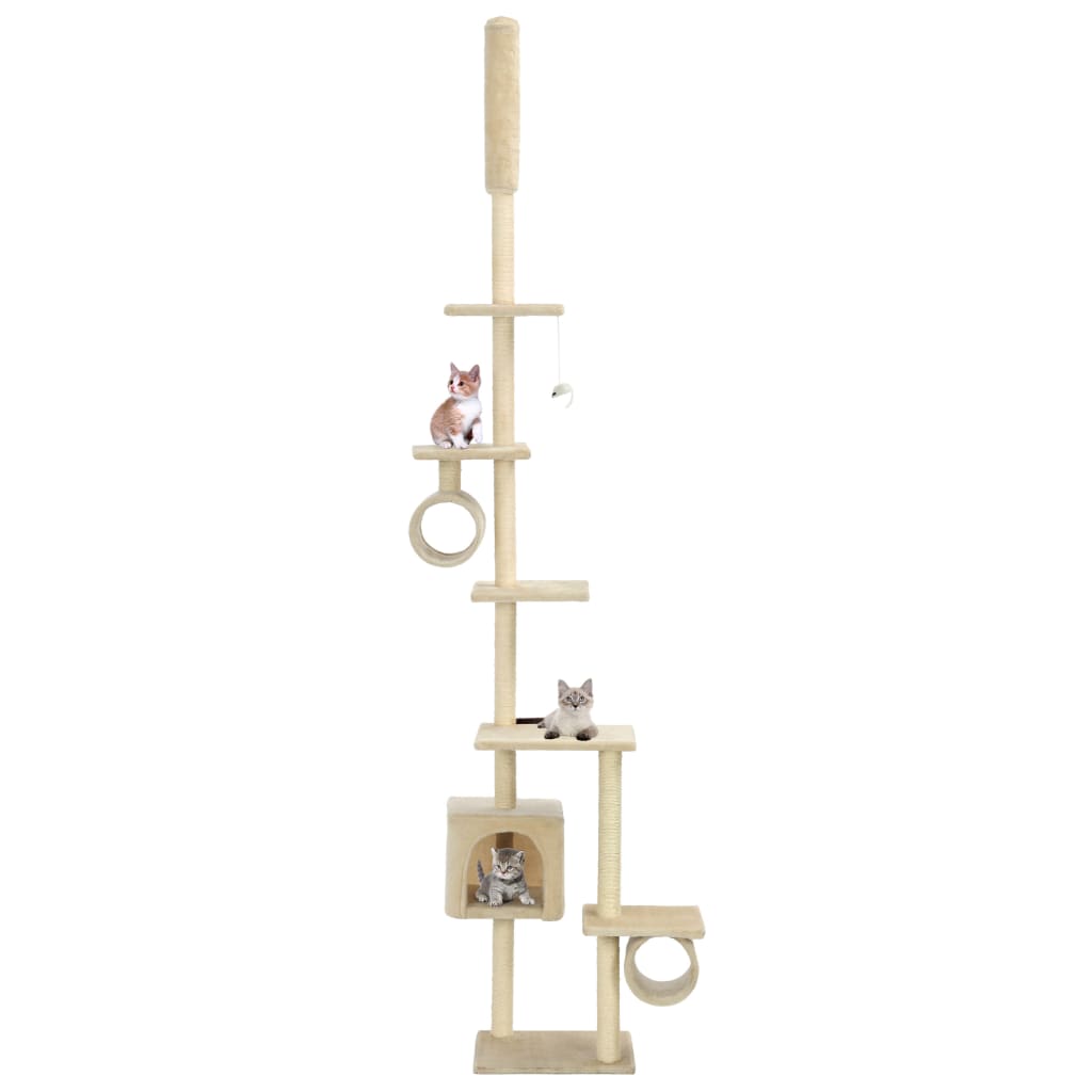 vidaXL Cat Scratching Post with Sisal Scratching Poles 260 cm Beige