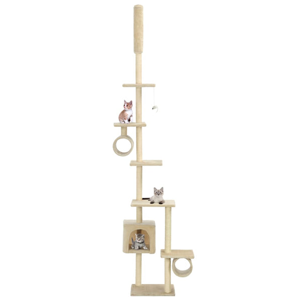 vidaXL Cat Scratching Post with Sisal Scratching Poles 260 cm Beige