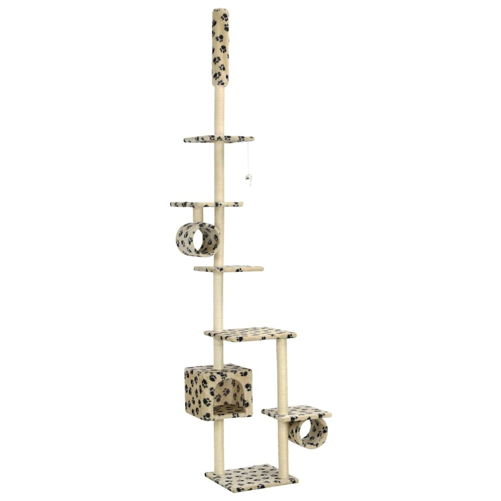 vidaXL Cat Tree with Sisal Scratching Posts 260 cm Beige Paw Print