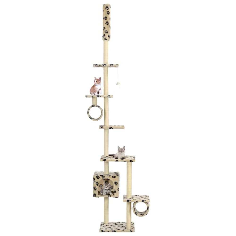 vidaXL Cat Tree with Sisal Scratching Posts 260 cm Beige Paw Print