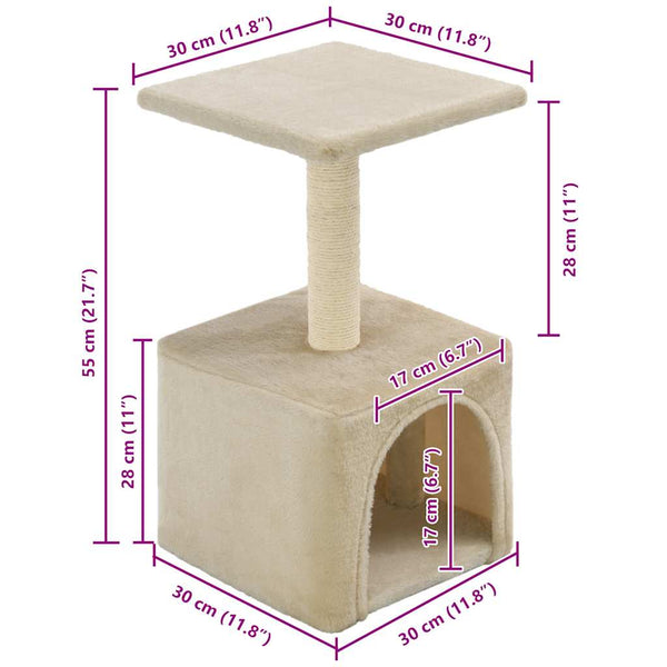 vidaXL Cat Scratching Post Sisal 55 cm Beige