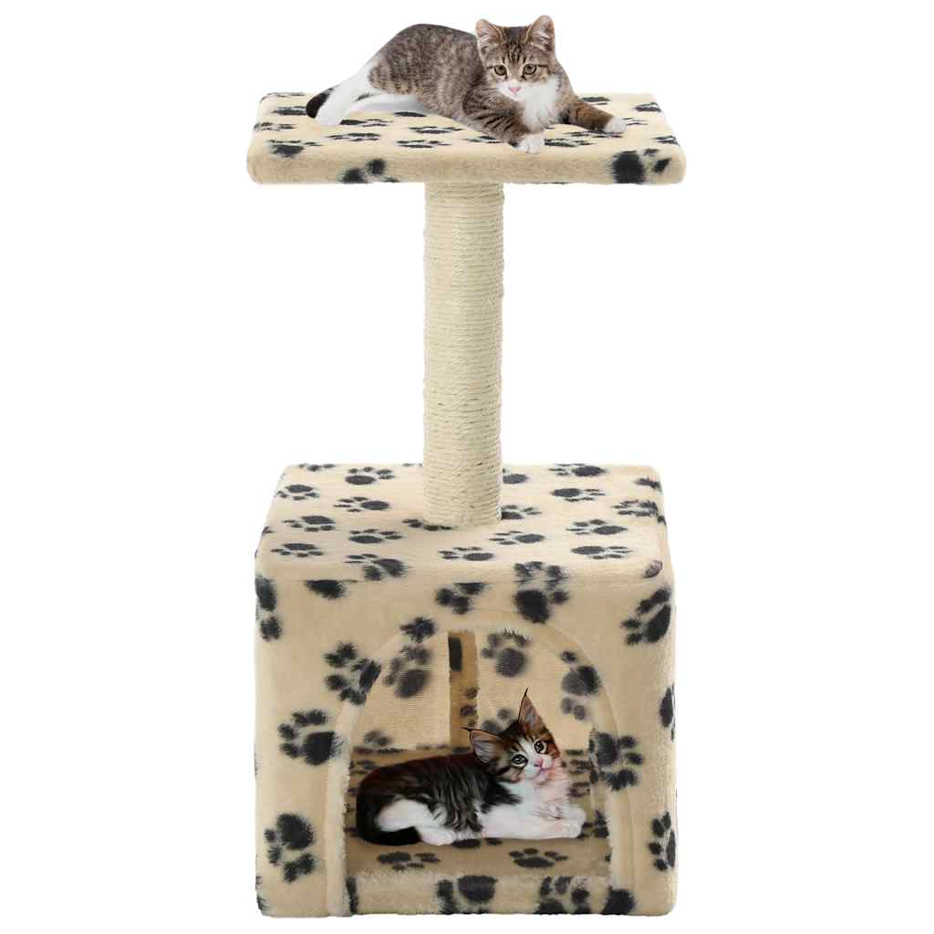 vidaXL Cat Scratching Post Sisal 55 cm Beige Paw Print