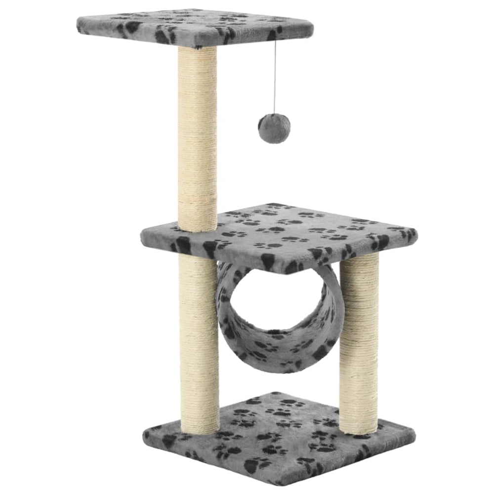 vidaXL Cat Scratching Post Sisal 65 cm Grey Paw Pattern