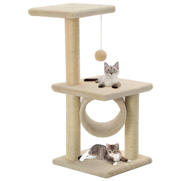 vidaXL Cat Scratching Tree Sisal 65 cm Beige