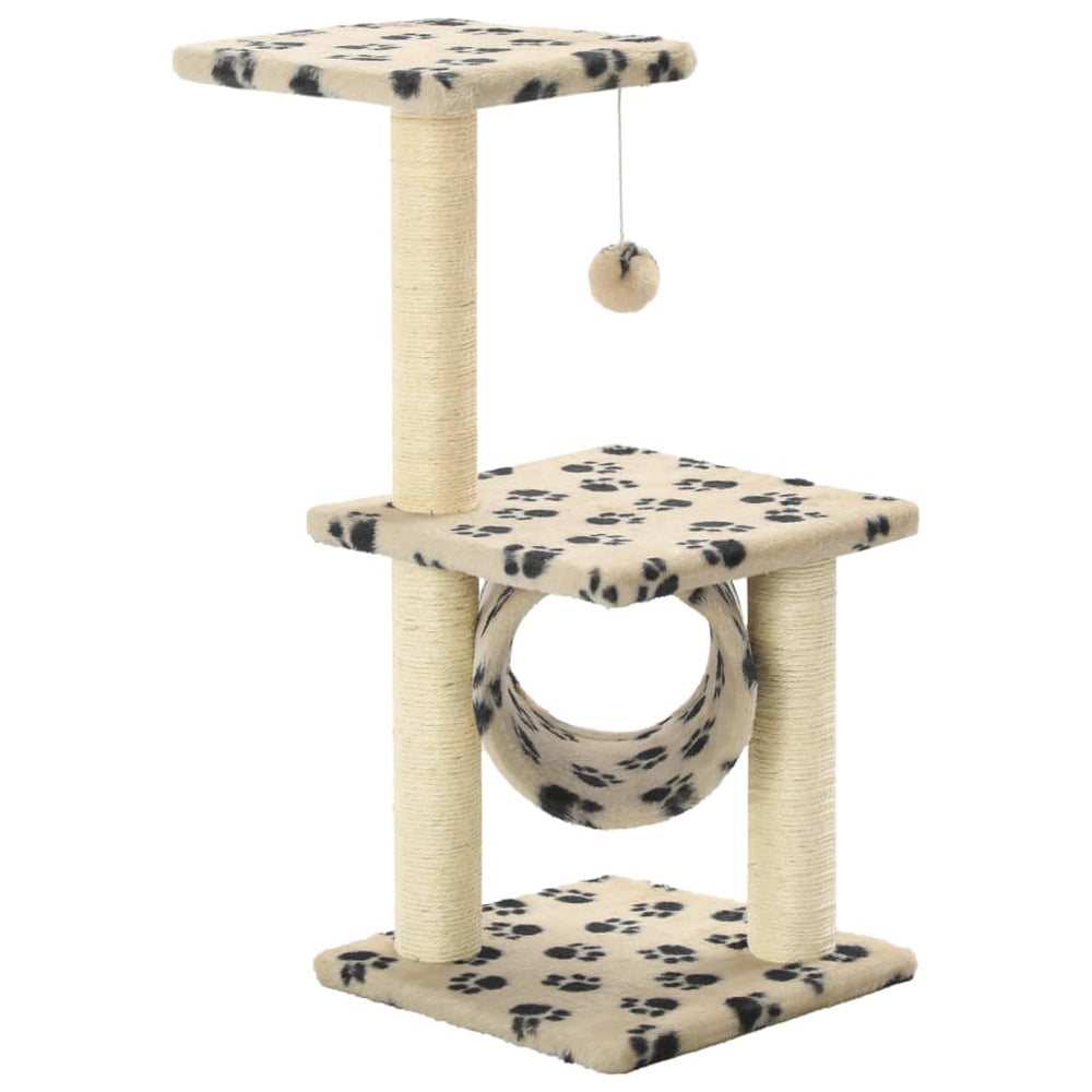 vidaXL Cat Scratching Post Sisal 65 cm Beige Paw Print