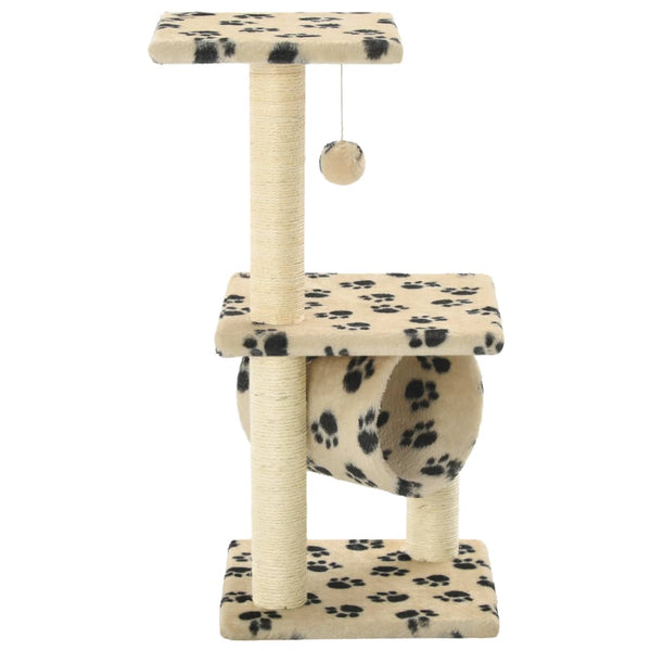 vidaXL Cat Scratching Post Sisal 65 cm Beige Paw Print