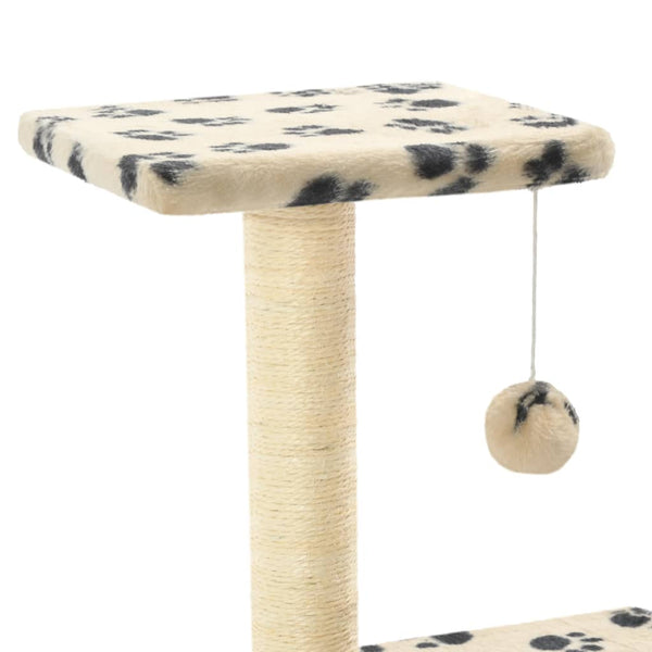 vidaXL Cat Scratching Post Sisal 65 cm Beige Paw Print