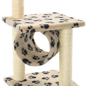 vidaXL Cat Scratching Post Sisal 65 cm Beige Paw Print