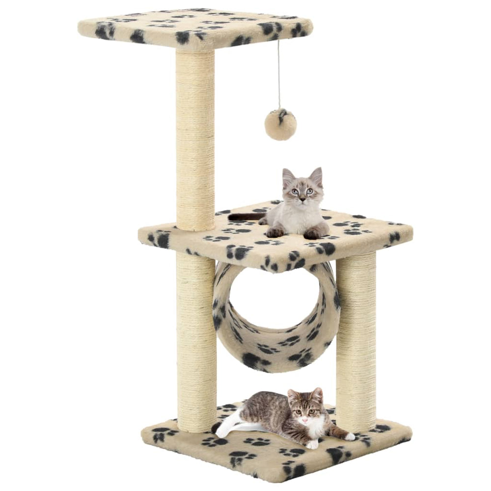 vidaXL Cat Scratching Post Sisal 65 cm Beige Paw Print