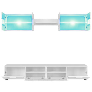 VidaXL 5-piece TV Wall Unit Set with LED Lights High Gloss White