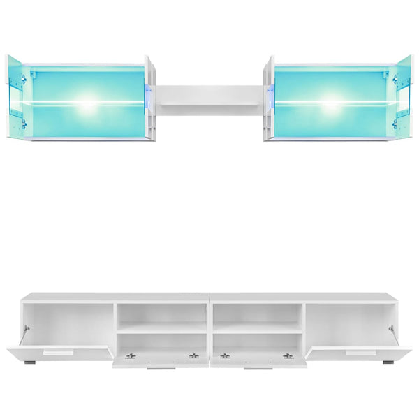 VidaXL 5-piece TV Wall Unit Set with LED Lights High Gloss White
