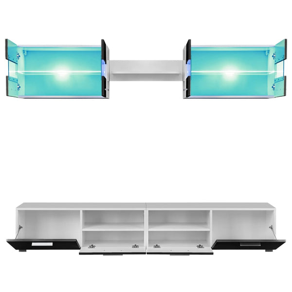 vidaXL 5-piece LED Gloss Black TV Wall Unit Set