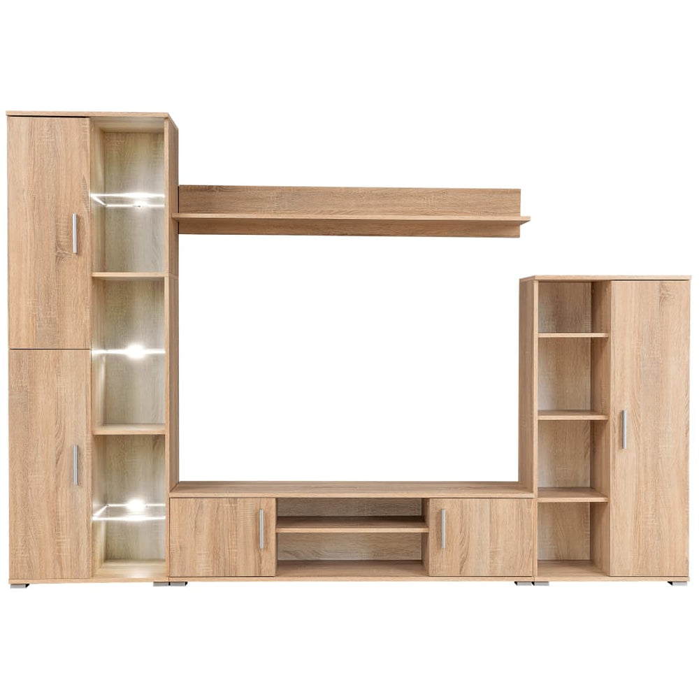vidaXL TV Wall Unit with LED Lights Sonoma Oak