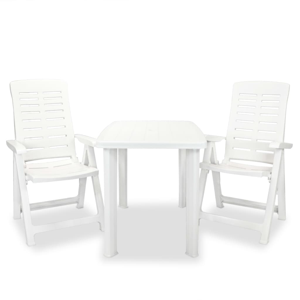 vidaXL 3-Piece Bistro Set Plastic White