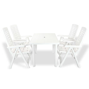 vidaXL 5-piece Garden Dining Set Plastic White