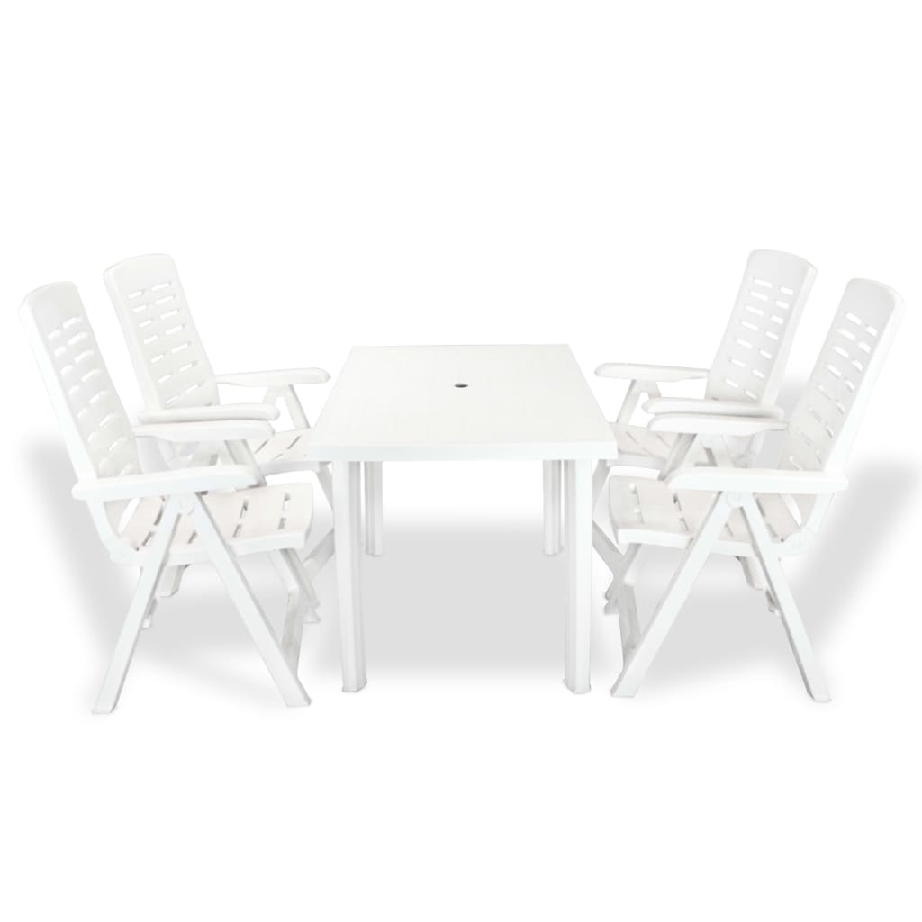 vidaXL 5-piece Garden Dining Set Plastic White