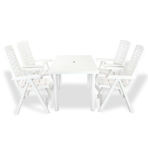 vidaXL 5-piece Garden Dining Set Plastic White
