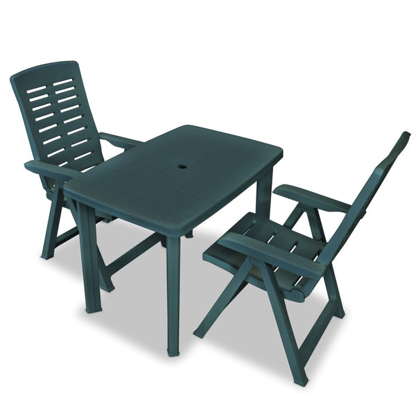 vidaXL 3-Piece Bistro Set Plastic Green