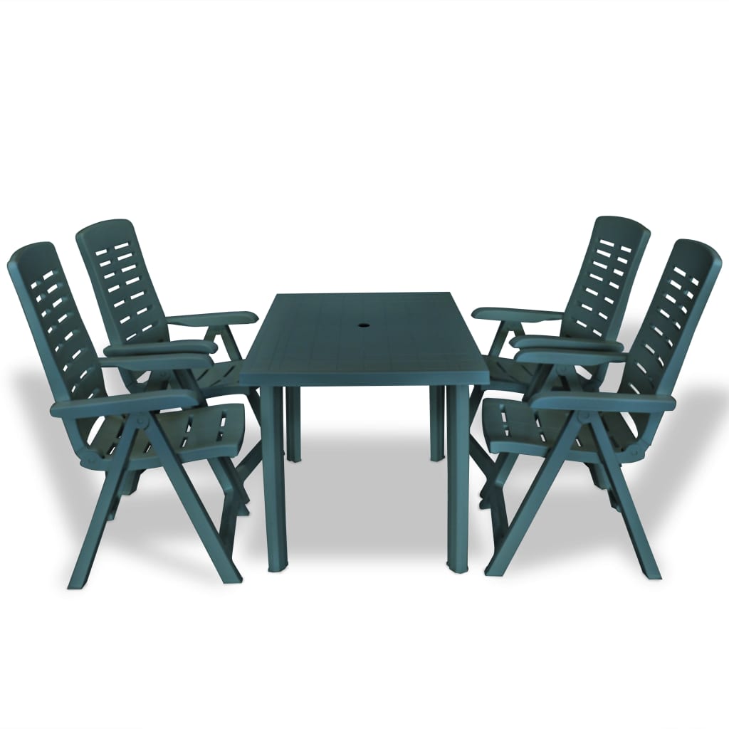 vidaXL 5-Piece Garden Dining Set Plastic Green