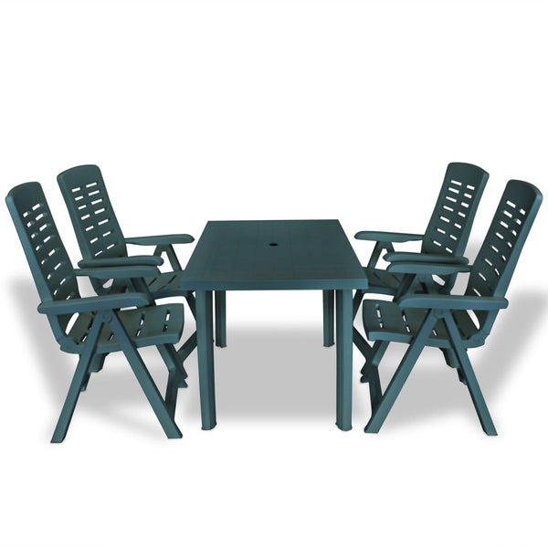 vidaXL 5-Piece Garden Dining Set Plastic Green