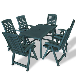vidaXL 7-Piece Outdoor Dining Set Plastic Green