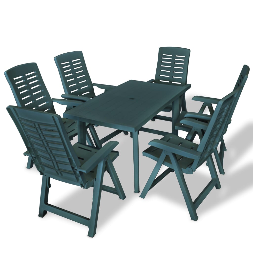 vidaXL 7-Piece Outdoor Dining Set Plastic Green