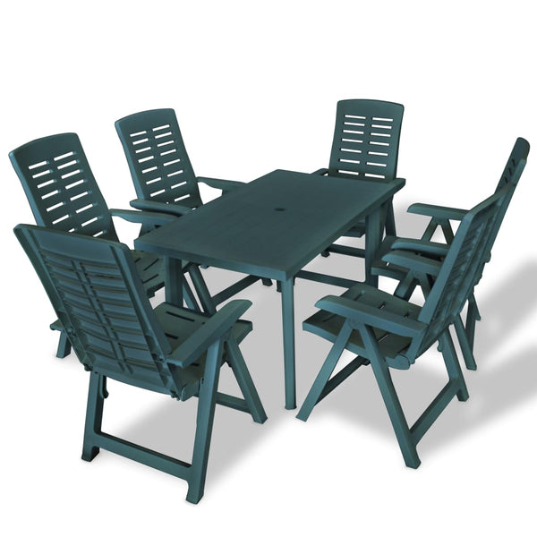 vidaXL 7-Piece Outdoor Dining Set Plastic Green