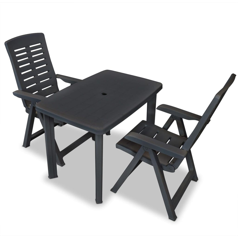 vidaXL 3-Piece Bistro Set Plastic Anthracite