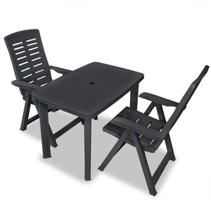 vidaXL 3-Piece Bistro Set Plastic Anthracite