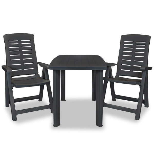 vidaXL 3-Piece Bistro Set Plastic Anthracite