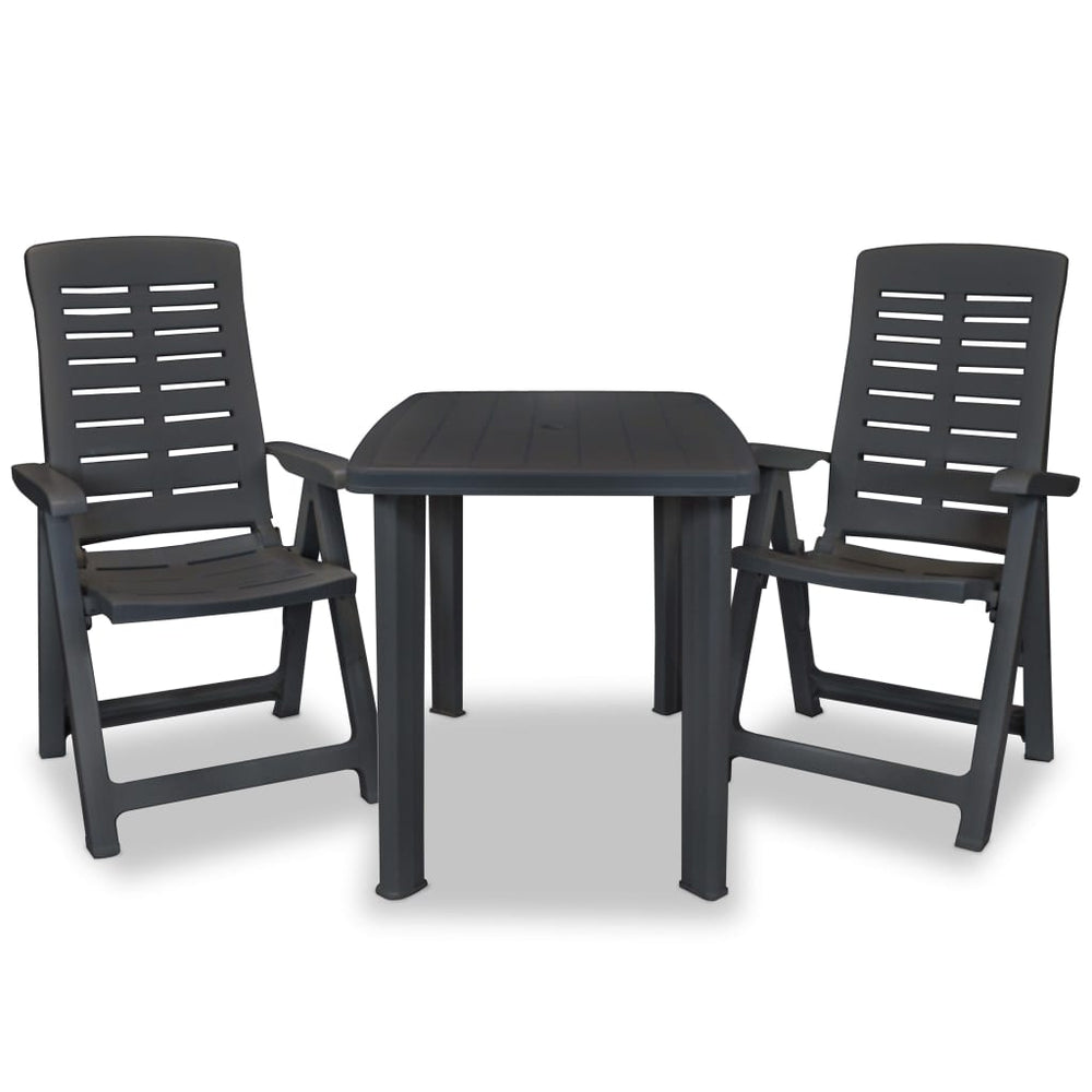 vidaXL 3-Piece Bistro Set Plastic Anthracite