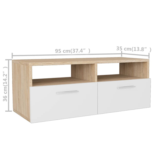 vidaXL 2 pcs. TV Cabinets Engineered Wood 95x35x36 cm Oak and White