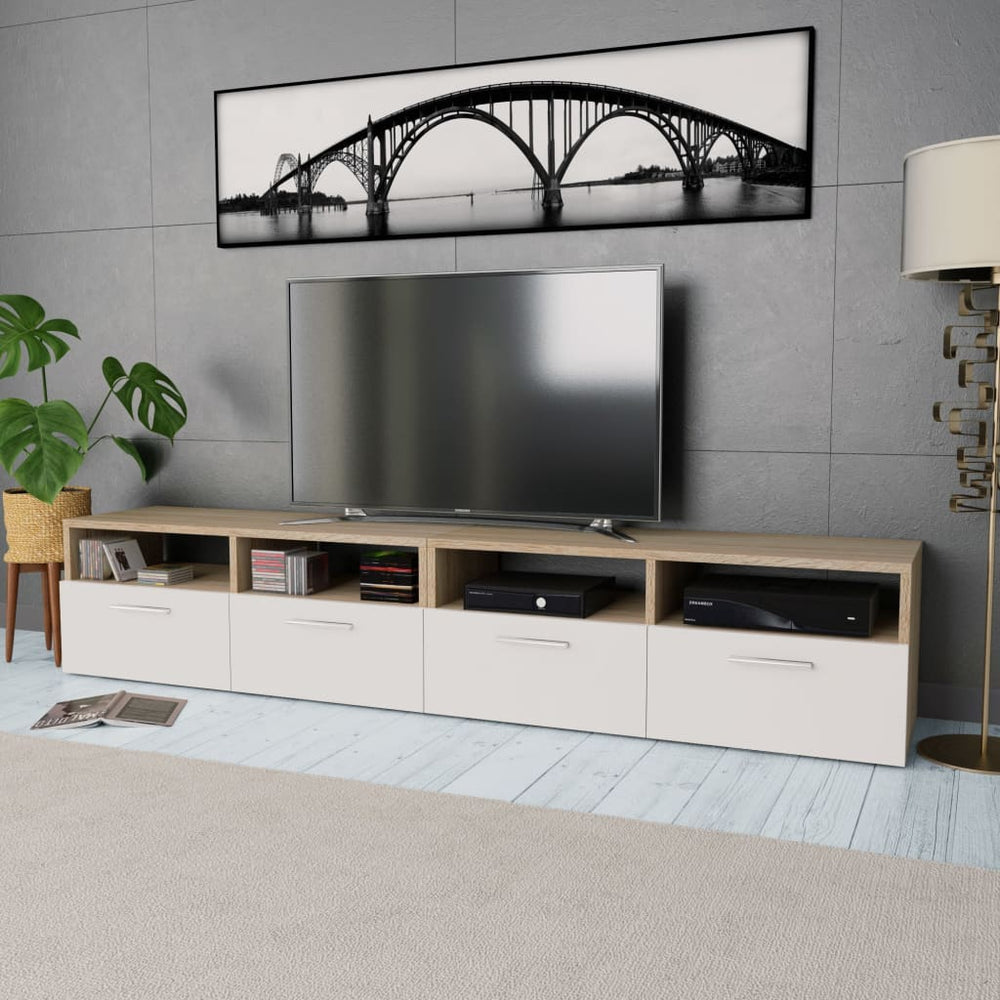 vidaXL 2 pcs. TV Cabinets Engineered Wood 95x35x36 cm Oak and White