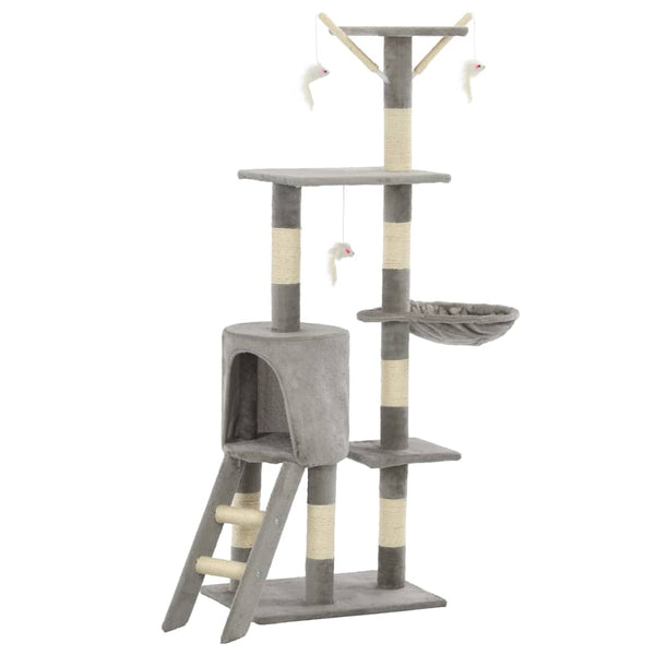 vidaXL Cat Scratching Post with Sisal Columns 138 cm Grey