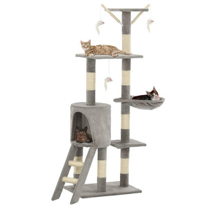 vidaXL Cat Scratching Post with Sisal Columns 138 cm Grey