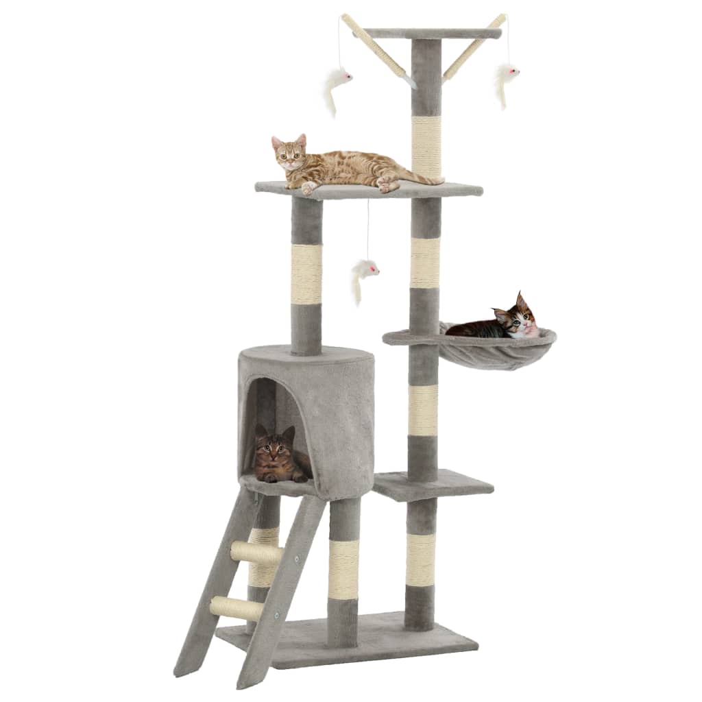 vidaXL Cat Scratching Post with Sisal Columns 138 cm Grey
