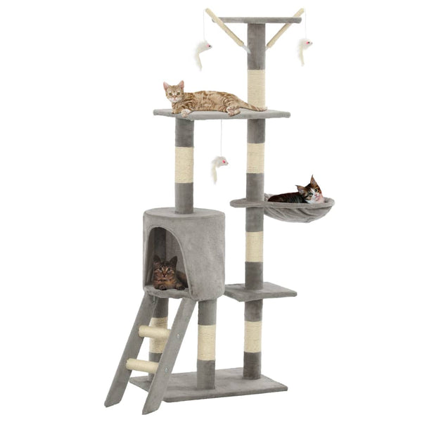 vidaXL Cat Scratching Post with Sisal Columns 138 cm Grey
