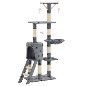 vidaXL Cat Scratching Post Sisal 138 cm Grey Paw Print