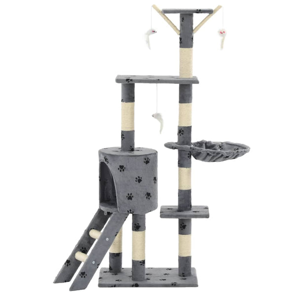 vidaXL Cat Scratching Post Sisal 138 cm Grey Paw Print