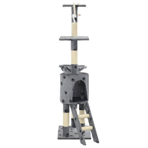vidaXL Cat Scratching Post Sisal 138 cm Grey Paw Print